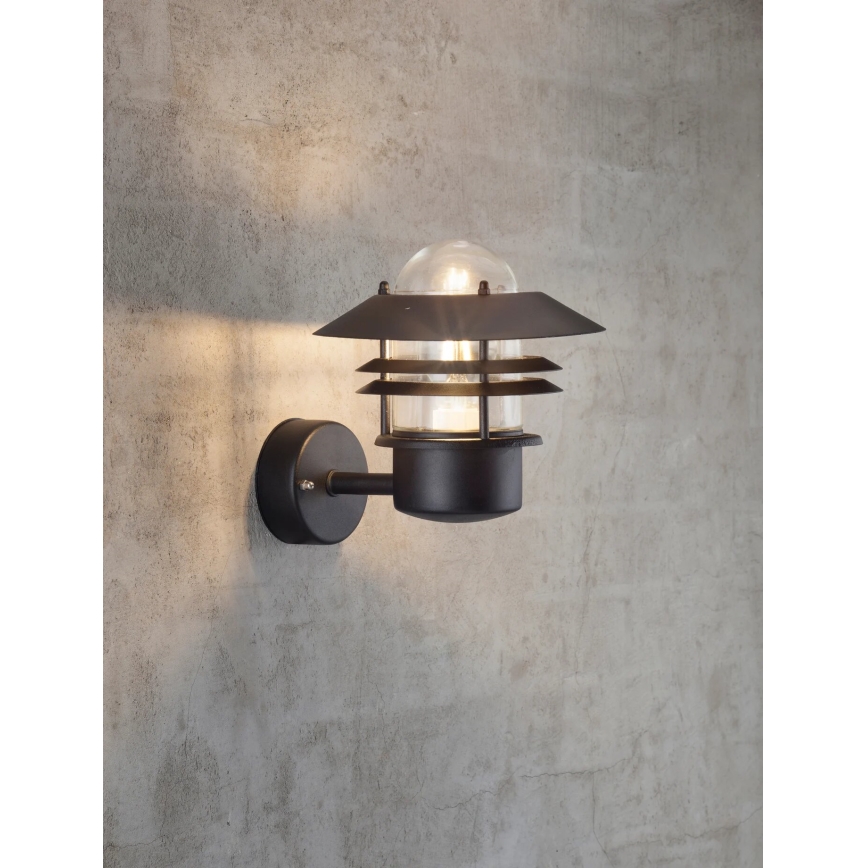 Nordlux - Zunanja stenska svetilka BLOKHUS 1xE27/60W/230V IP54 črna