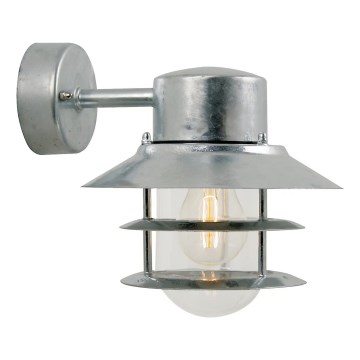 Nordlux - Zunanja stenska svetilka BLOKHUS 1xE27/60W/230V IP54 srebrna