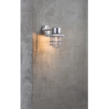 Nordlux - Zunanja stenska svetilka BLOKHUS 1xE27/60W/230V IP54 srebrna