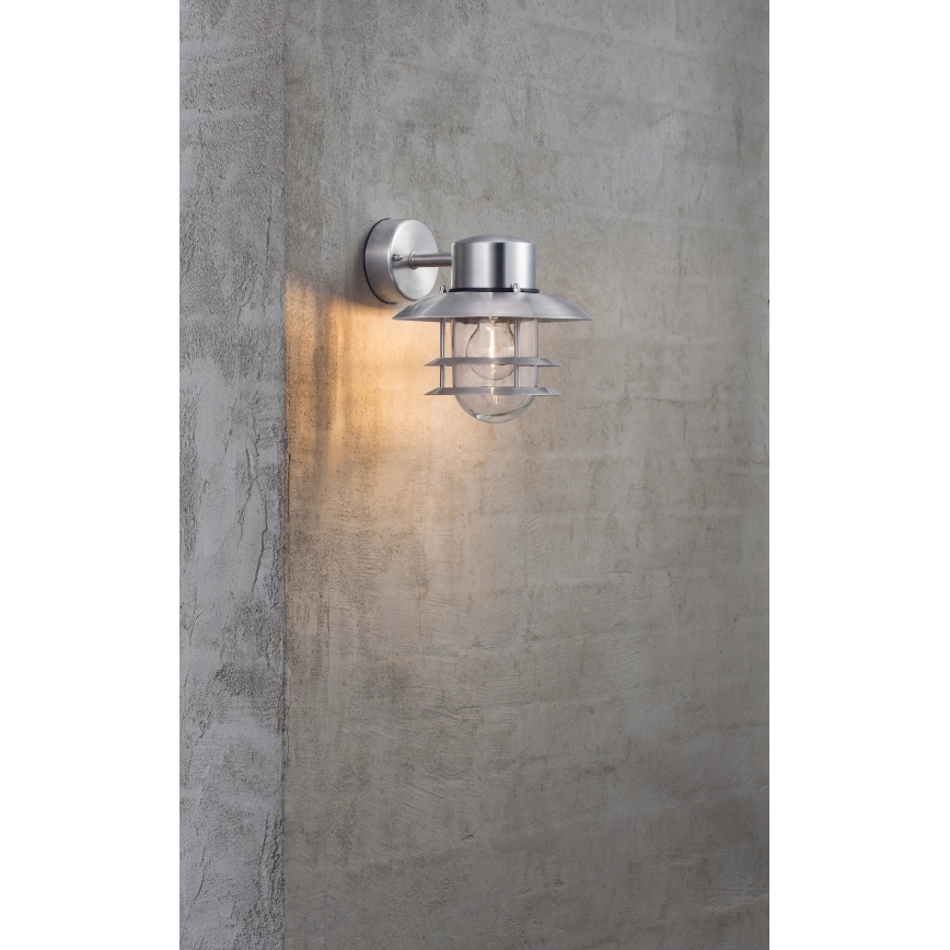 Nordlux - Zunanja stenska svetilka BLOKHUS 1xE27/60W/230V IP54 srebrna