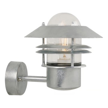 Nordlux - Zunanja stenska svetilka BLOKHUS 1xE27/60W/230V IP54 srebrna