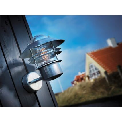 Nordlux - Zunanja stenska svetilka BLOKHUS 1xE27/60W/230V IP54 srebrna