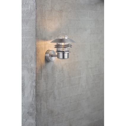 Nordlux - Zunanja stenska svetilka BLOKHUS 1xE27/60W/230V IP54 srebrna