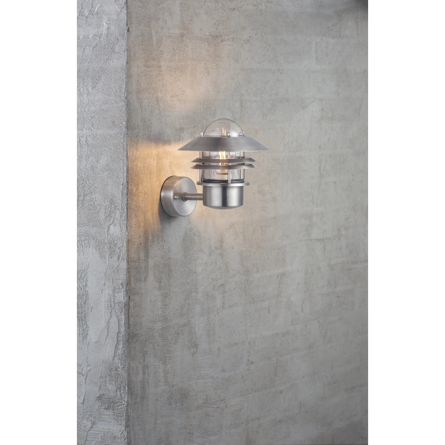 Nordlux - Zunanja stenska svetilka BLOKHUS 1xE27/60W/230V IP54 srebrna