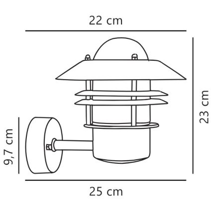 Nordlux - Zunanja stenska svetilka BLOKHUS 1xE27/60W/230V IP54 srebrna