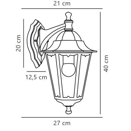 Nordlux - Zunanja stenska svetilka CARDIFF 1xE27/60W/230V IP44