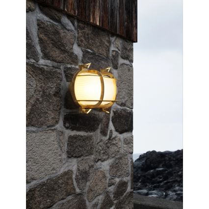 Nordlux - Zunanja stenska svetilka HELFORD 1xE27/12,5W/230V IP64 iz medenine