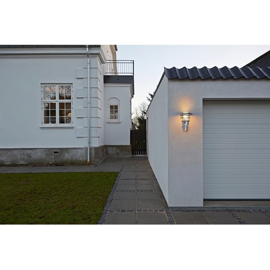 Nordlux - Zunanja stenska svetilka LONSTRUP 1xE27/60W/230V IP44 srebrna