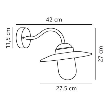 Nordlux - Zunanja stenska svetilka LUXEMBOURG 1xE27/60W/230V IP54 bakrena