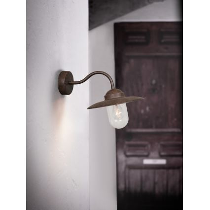 Nordlux - Zunanja stenska svetilka LUXEMBOURG 1xE27/60W/230V IP54 rjava/patina