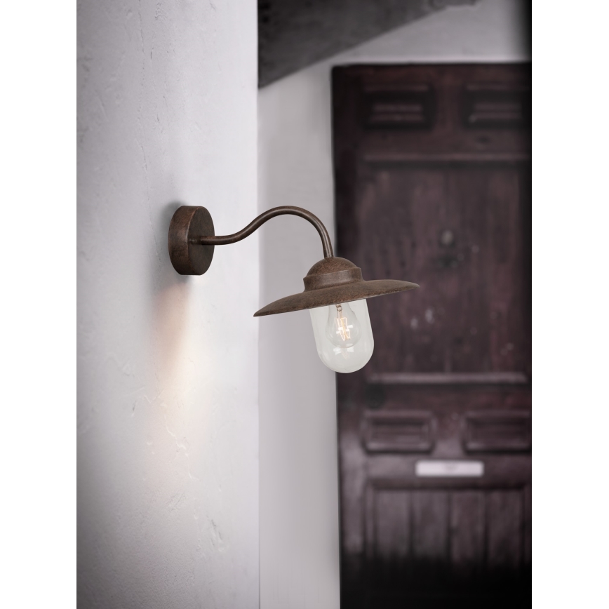 Nordlux - Zunanja stenska svetilka LUXEMBOURG 1xE27/60W/230V IP54 rjava/patina