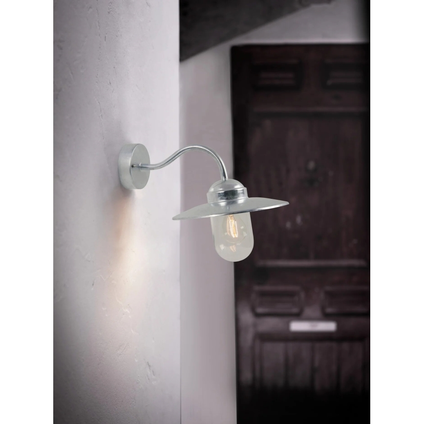 Nordlux - Zunanja stenska svetilka LUXEMBOURG 1xE27/60W/230V IP54 srebrna