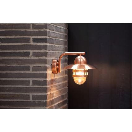 Nordlux - Zunanja stenska svetilka NIBE 1xE27/60W/230V IP54 bakrena