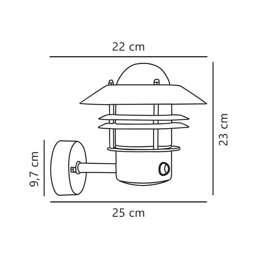 Nordlux - Zunanja stenska svetilka s senzorjem BLOKHUS 1xE27/60W/230V IP54