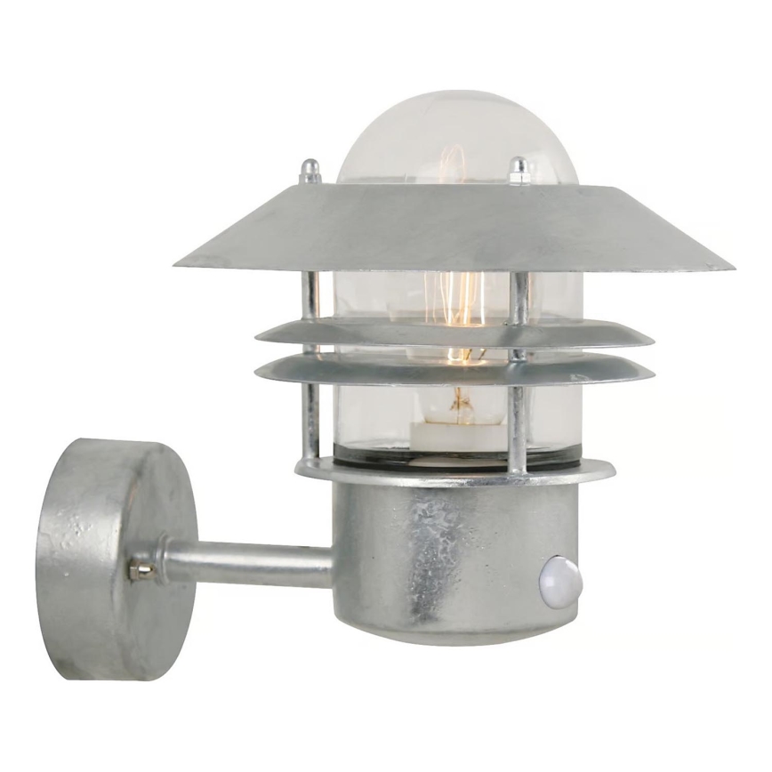 Nordlux - Zunanja stenska svetilka s senzorjem BLOKHUS 1xE27/60W/230V IP54