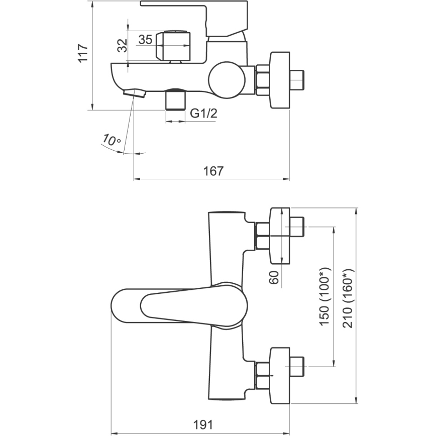 Novaservis - komplet za kad s kopalniško baterijo TITANIA FRESH ECO, sijajni krom