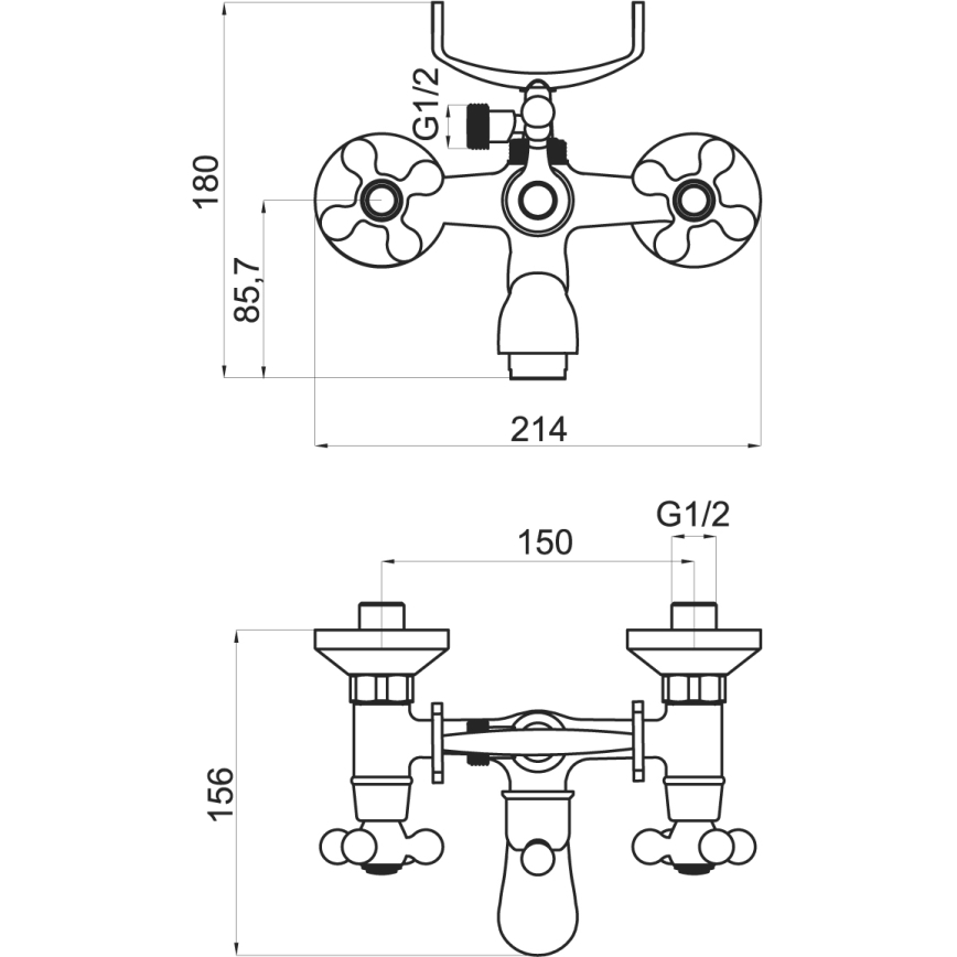 Novaservis - Komplet za kad s mešalno baterijo TITANIA RETRO, poliran krom