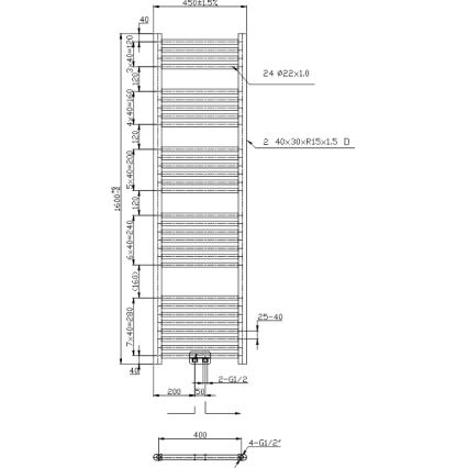 Novaservis - Kopalniški brisačni radiator 423W/230V 160x45 cm, sijajni krom, raven