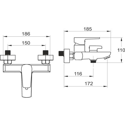 Novaservis - Kopalniški komplet METALIA z baterijo za kad, črn