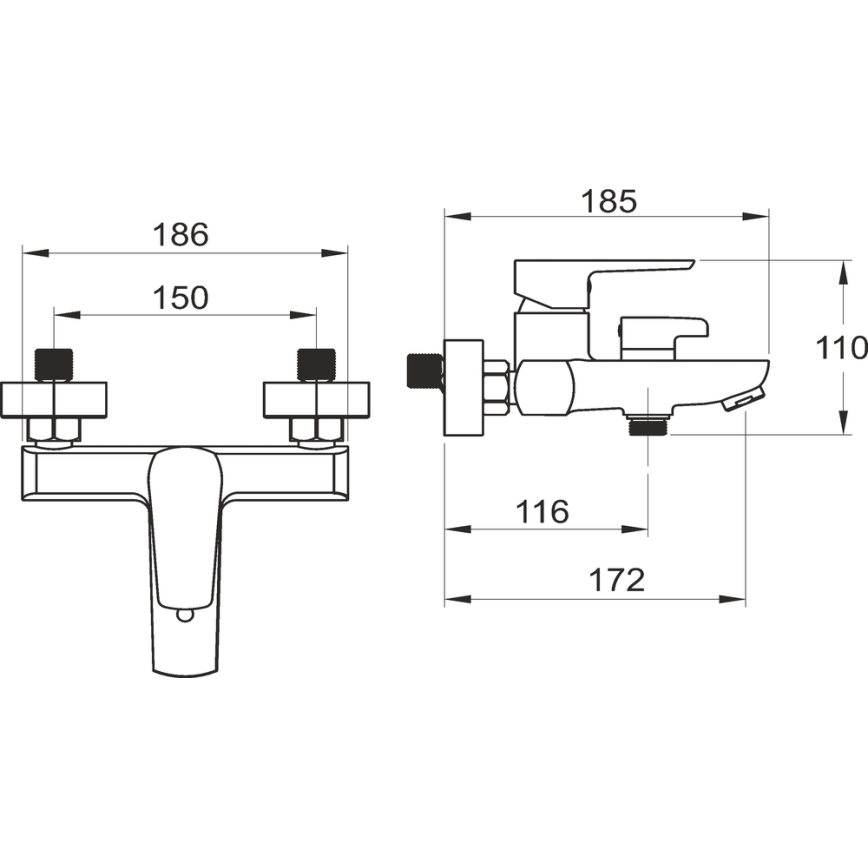 Novaservis - Kopalniški komplet METALIA z baterijo za kad, črn