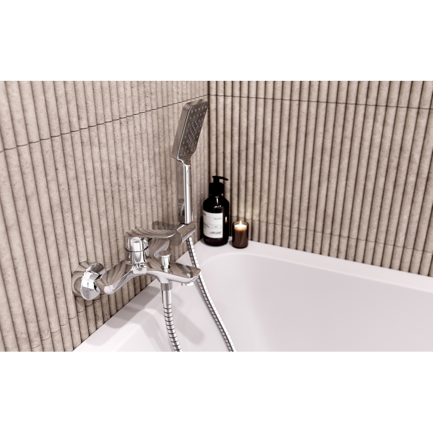 Novaservis - Kopalniški komplet za kad z baterijo METALIA, sijajni krom