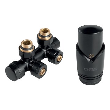 Novaservis - kotni komplet za radiatorje s sredinskim priključkom, črne barve