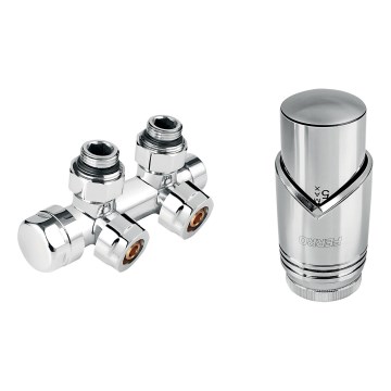 Novaservis - Kotni komplet za radiatorje s sredinskim priključkom, sijajni krom