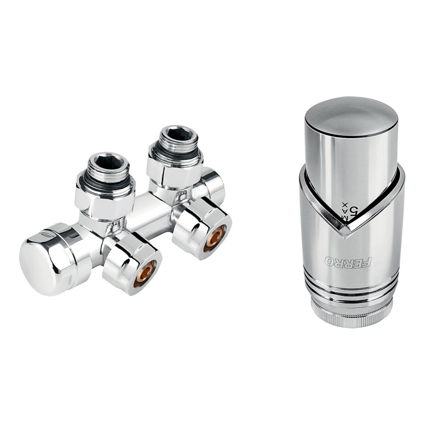 Novaservis - Kotni komplet za radiatorje s sredinskim priključkom, sijajni krom