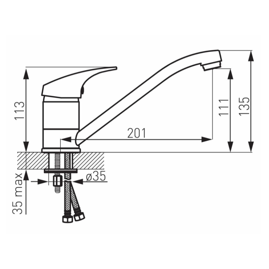 Novaservis - Kuhinjska baterija ONE sijajni krom