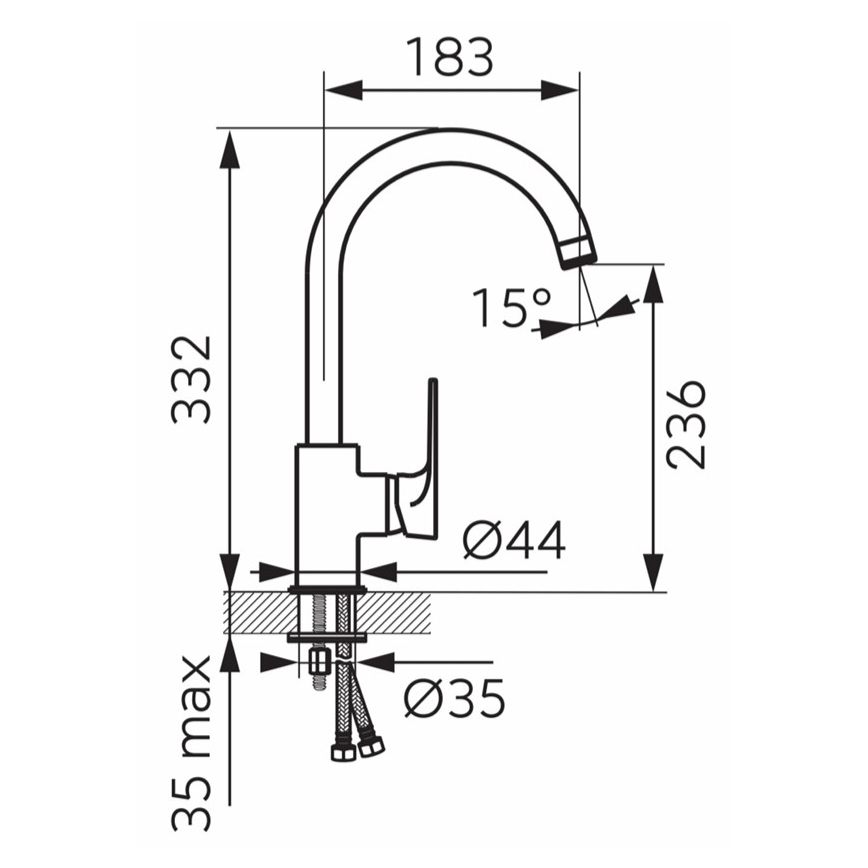 Novaservis - Kuhinjska pipa ALGEO SQUARE, sijajni krom
