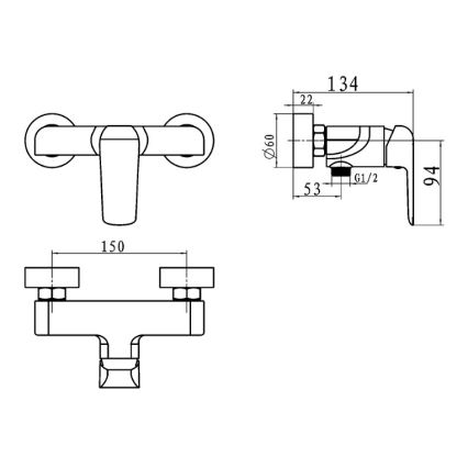 Novaservis - Tuš baterija NOBLESS TINA sijajni krom