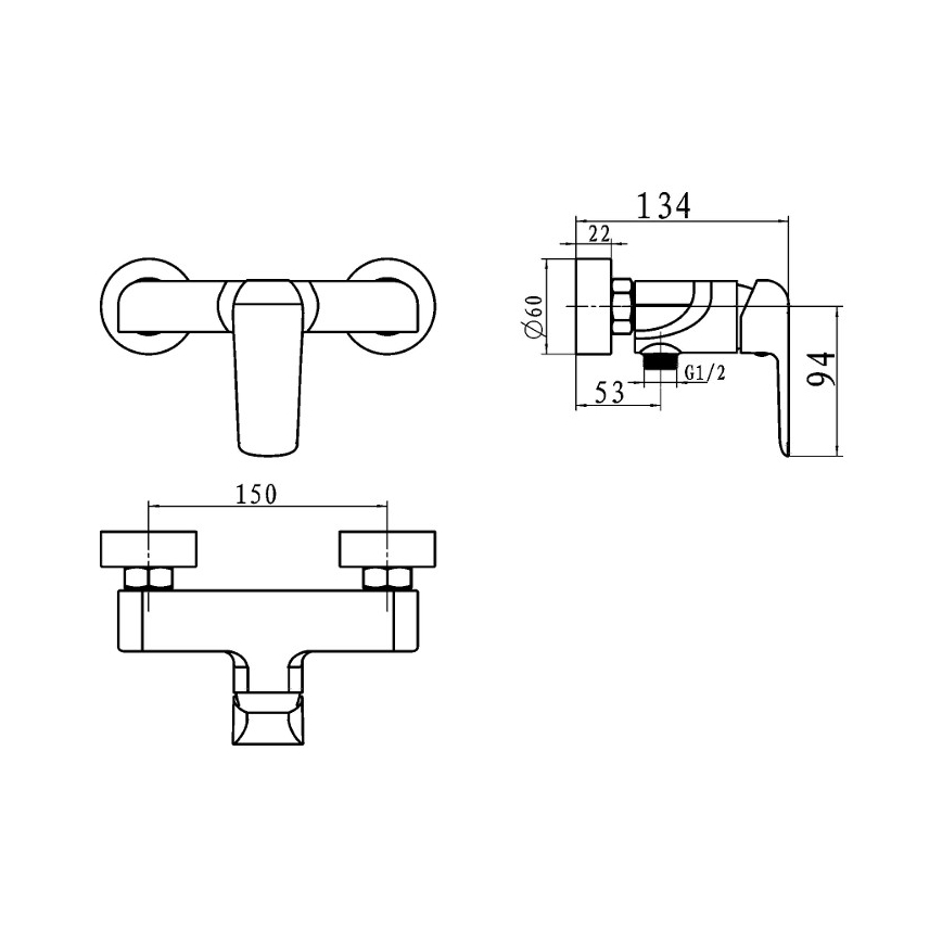 Novaservis - Tuš baterija NOBLESS TINA sijajni krom