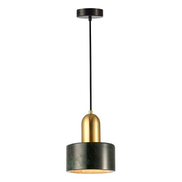 Obesna svetilka MARBLE na kablu 1xE27/60W/230V zlata/zelena/marmorni dekor