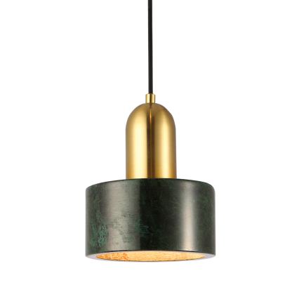 Obesna svetilka MARBLE na kablu 1xE27/60W/230V zlata/zelena/marmorni dekor