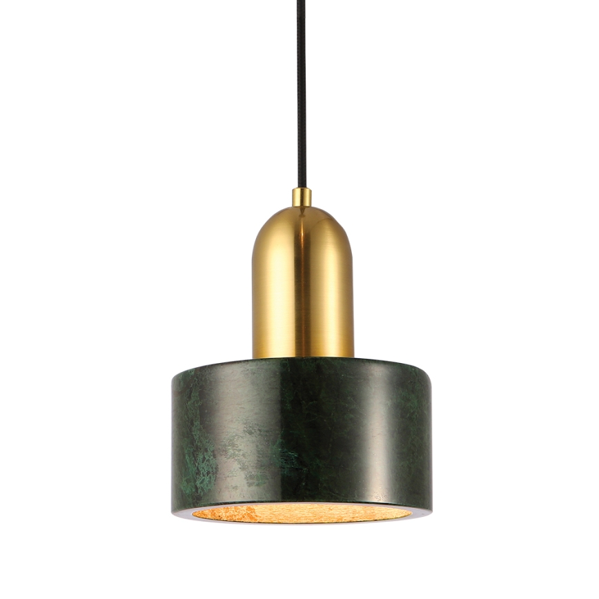 Obesna svetilka MARBLE na kablu 1xE27/60W/230V zlata/zelena/marmorni dekor