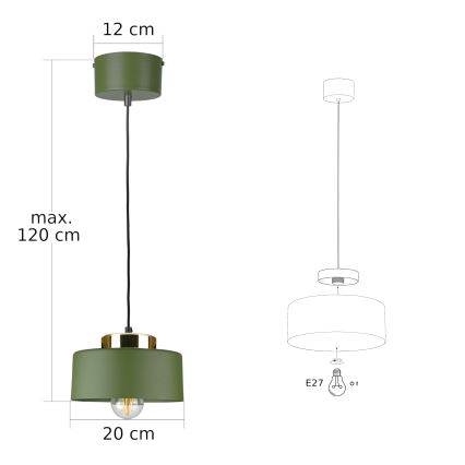 Obesna svetilka na kablu IGNIA 1xE27/60W/230V zelena