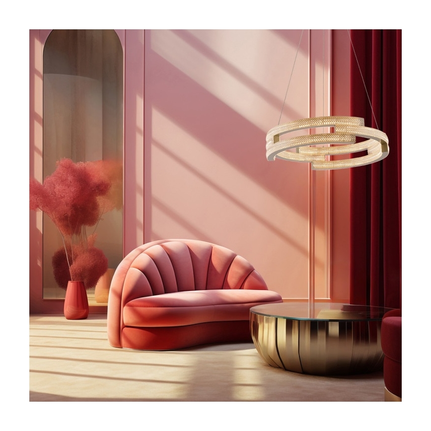 Obesni LED lestenec TARJA LED/36W/230V 3000/4000/6000K, premer 60 cm, zlata