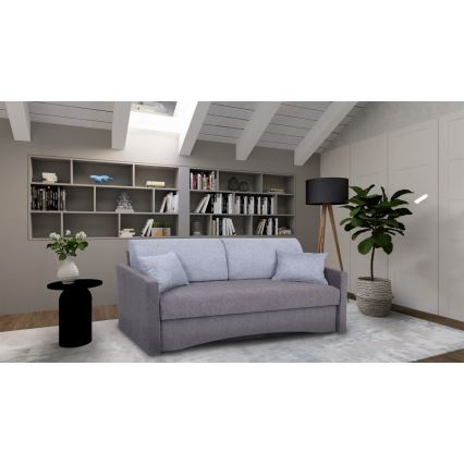 Oblazinjen raztegljiv trosed PAUL, primeren za vsakodnevno spanje, z naslonjali za roke, siva