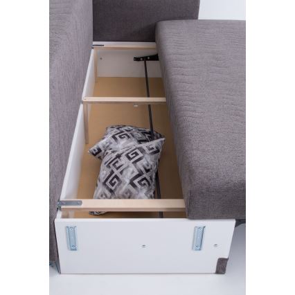 Oblazinjen raztegljiv trosed PAUL, primeren za vsakodnevno spanje, z naslonjali za roke, siva