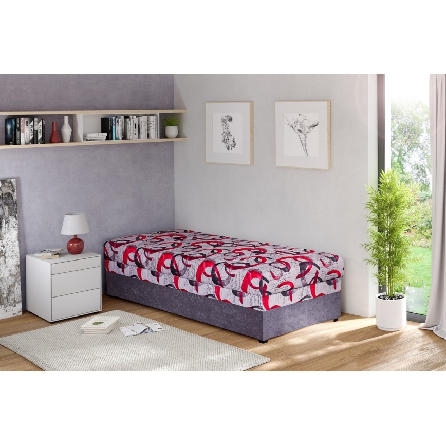 Oblazinjena dnevna postelja s prostorom za shranjevanje ESTEL 90x200 cm siva