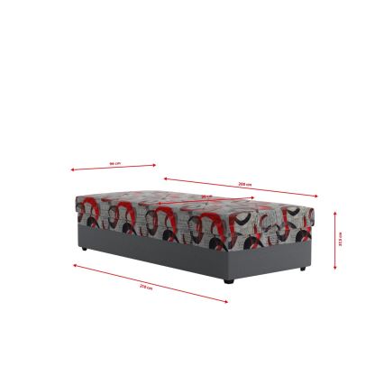 Oblazinjena dnevna postelja s prostorom za shranjevanje ESTEL 90x200 cm siva