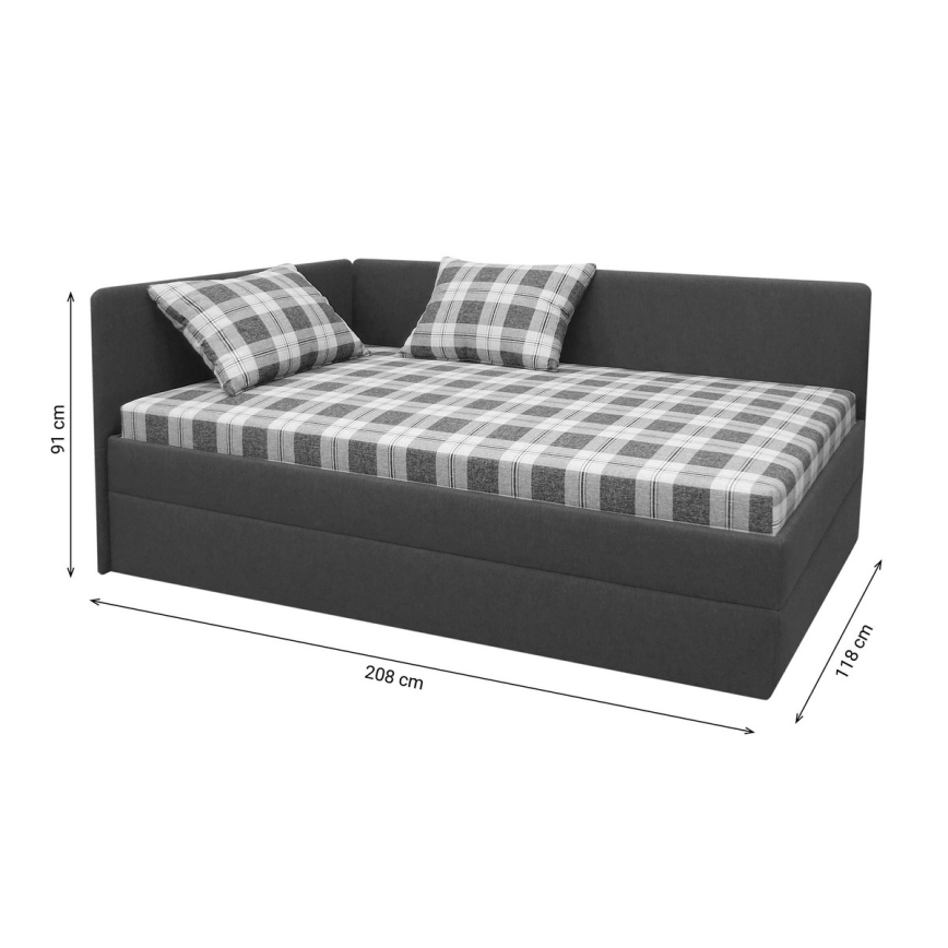 Oblazinjena dnevna postelja z univerzalnim vzglavjem L/R ARLY 110x200 cm antracit/bela