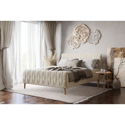 Oblazinjena postelja brez vzmetnice FLORA 160x200 cm bež