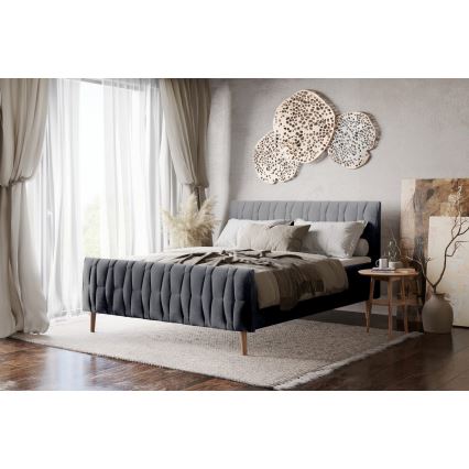 Oblazinjena postelja brez vzmetnice FLORA 180x200 cm siva