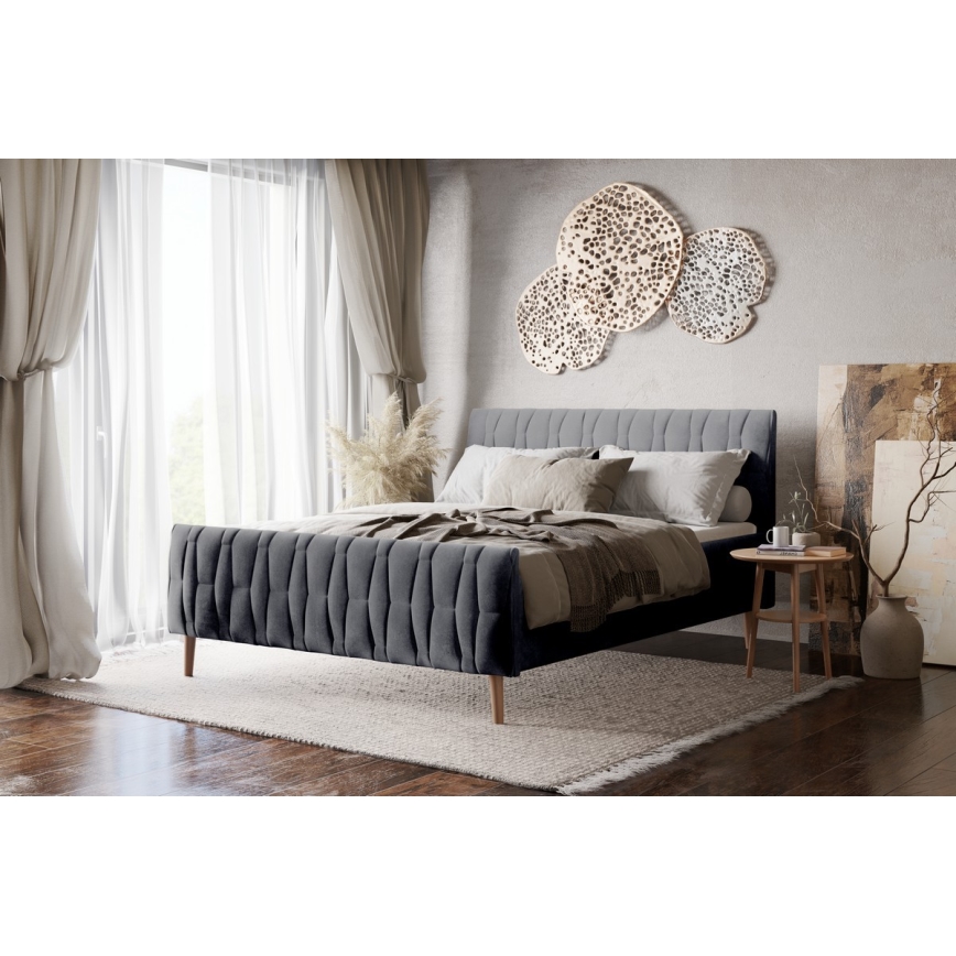 Oblazinjena postelja brez vzmetnice FLORA 180x200 cm siva