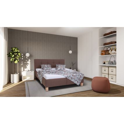 Oblazinjena postelja s prostorom za shranjevanje brez vzmetnice MARIA 180x200 cm rjava