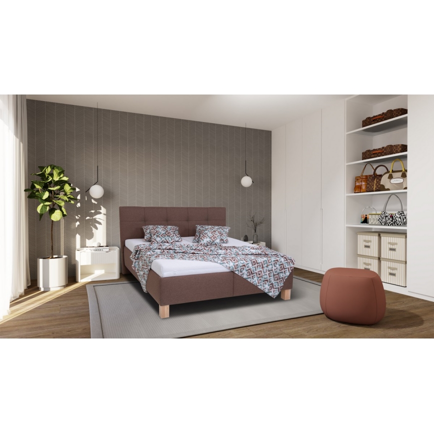 Oblazinjena postelja s prostorom za shranjevanje brez vzmetnice MARIA 180x200 cm rjava