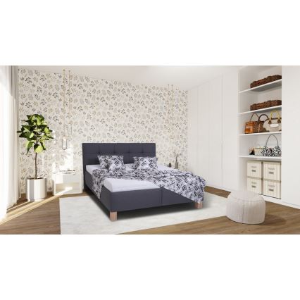 Oblazinjena postelja s prostorom za shranjevanje brez vzmetnice MARIA 180x200 cm siva