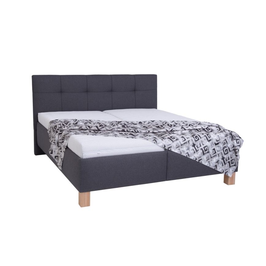 Oblazinjena postelja s prostorom za shranjevanje brez vzmetnice MARIA 180x200 cm siva