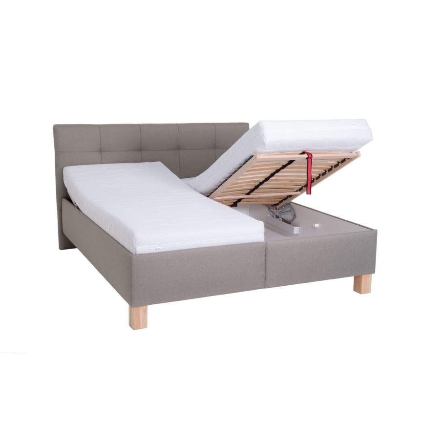 Oblazinjena postelja s prostorom za shranjevanje brez vzmetnice MARIA 180x200 cm taupe